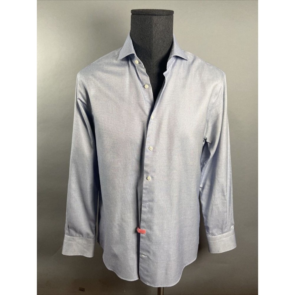Suitsupply Traveller Blue Mini-Gingham Check Shirt 42 16.5